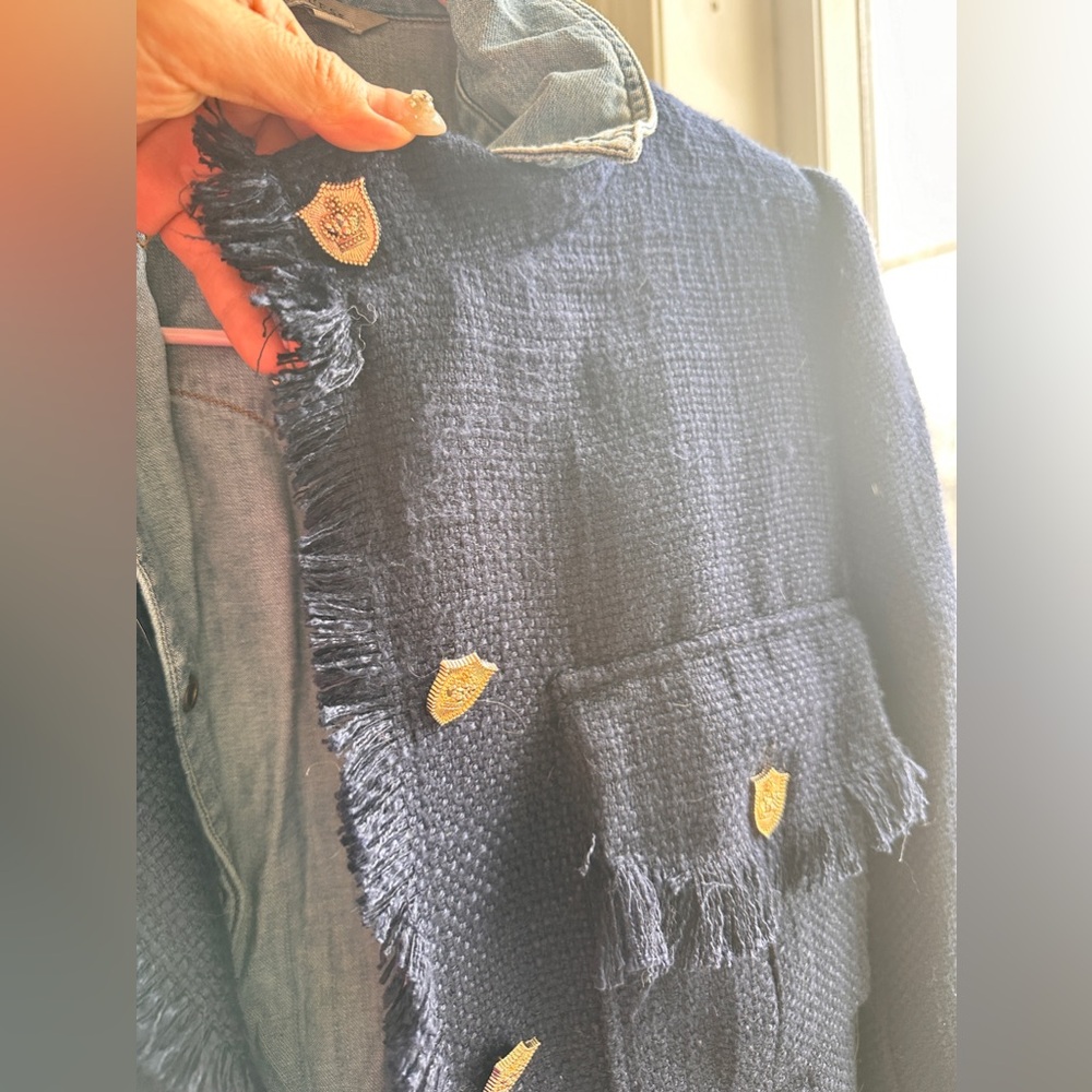 Tweed Navy Blue thick heavy jacket - Picture 10 of 11